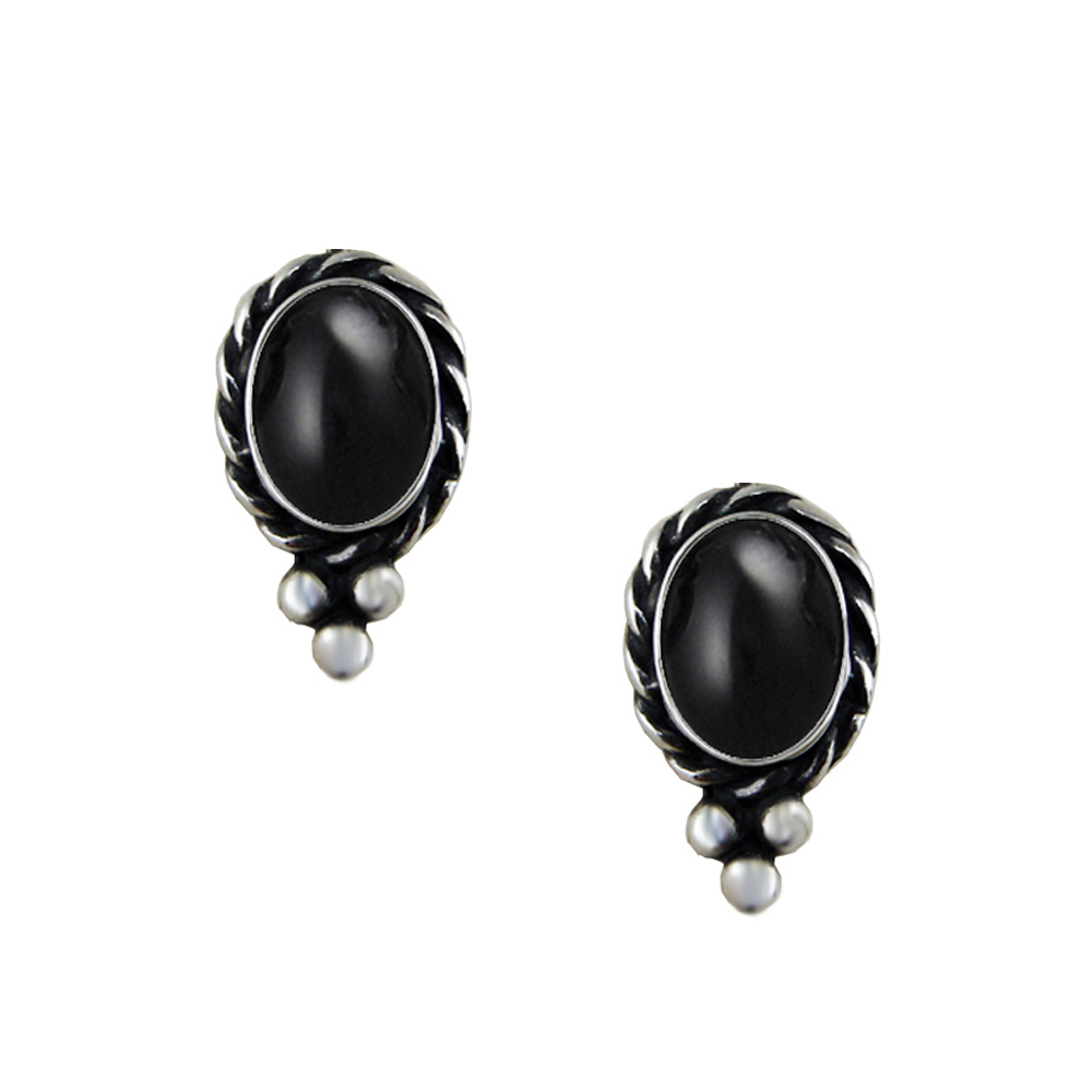 Sterling Silver Little Black Onyx Post Stud Earrings